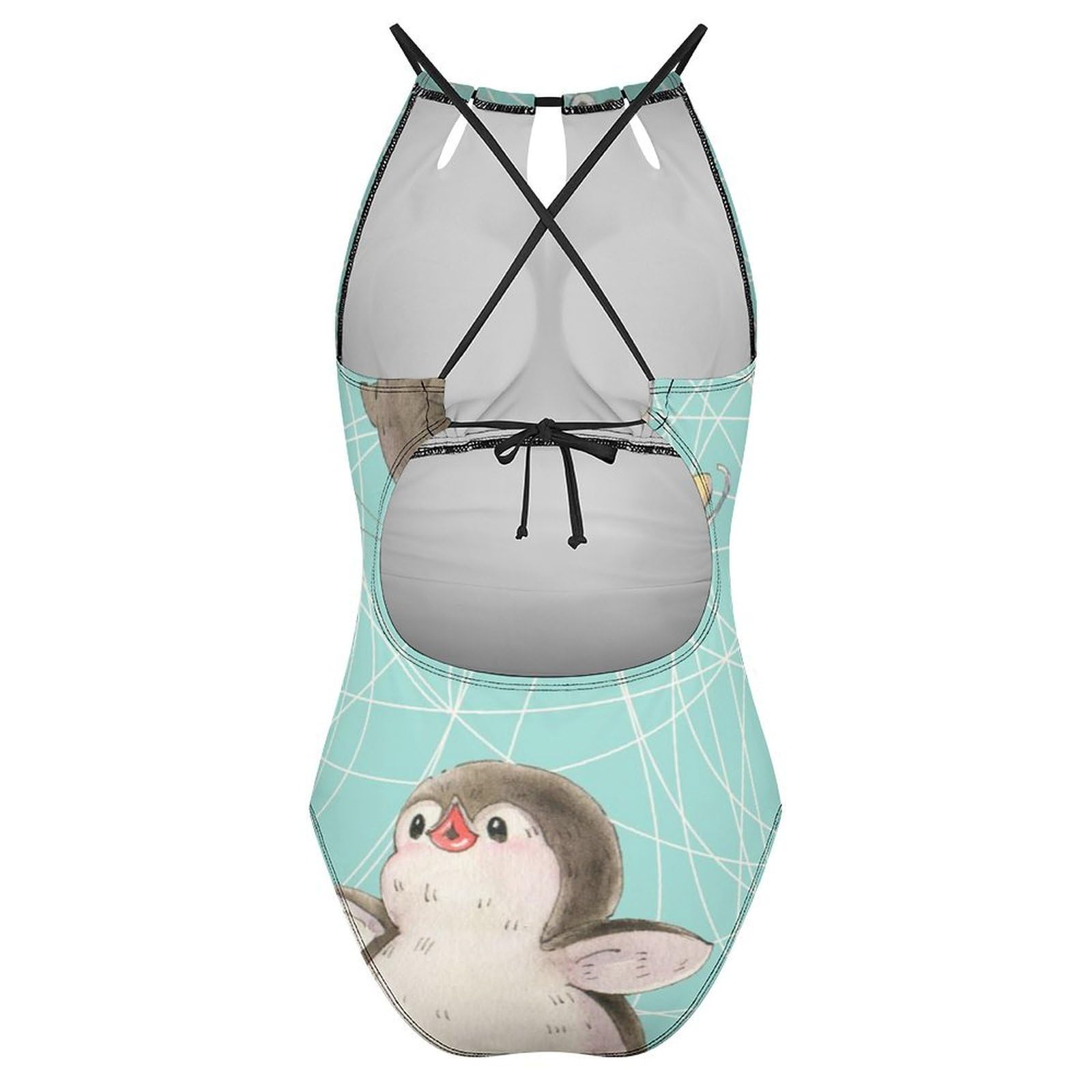 Süße Pinguine Damen Einteilige Badeanzug Bademode Bauchweg Swimsuit Schwimmanzug Tankini