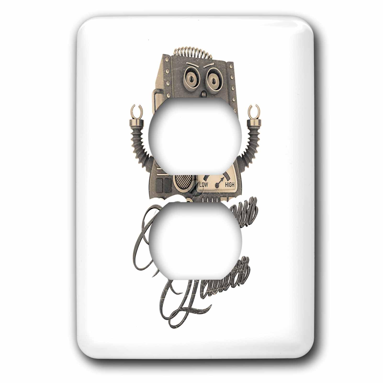 Robot vintage geek bouchon de prise 3dRose, cadeau geeky amusant