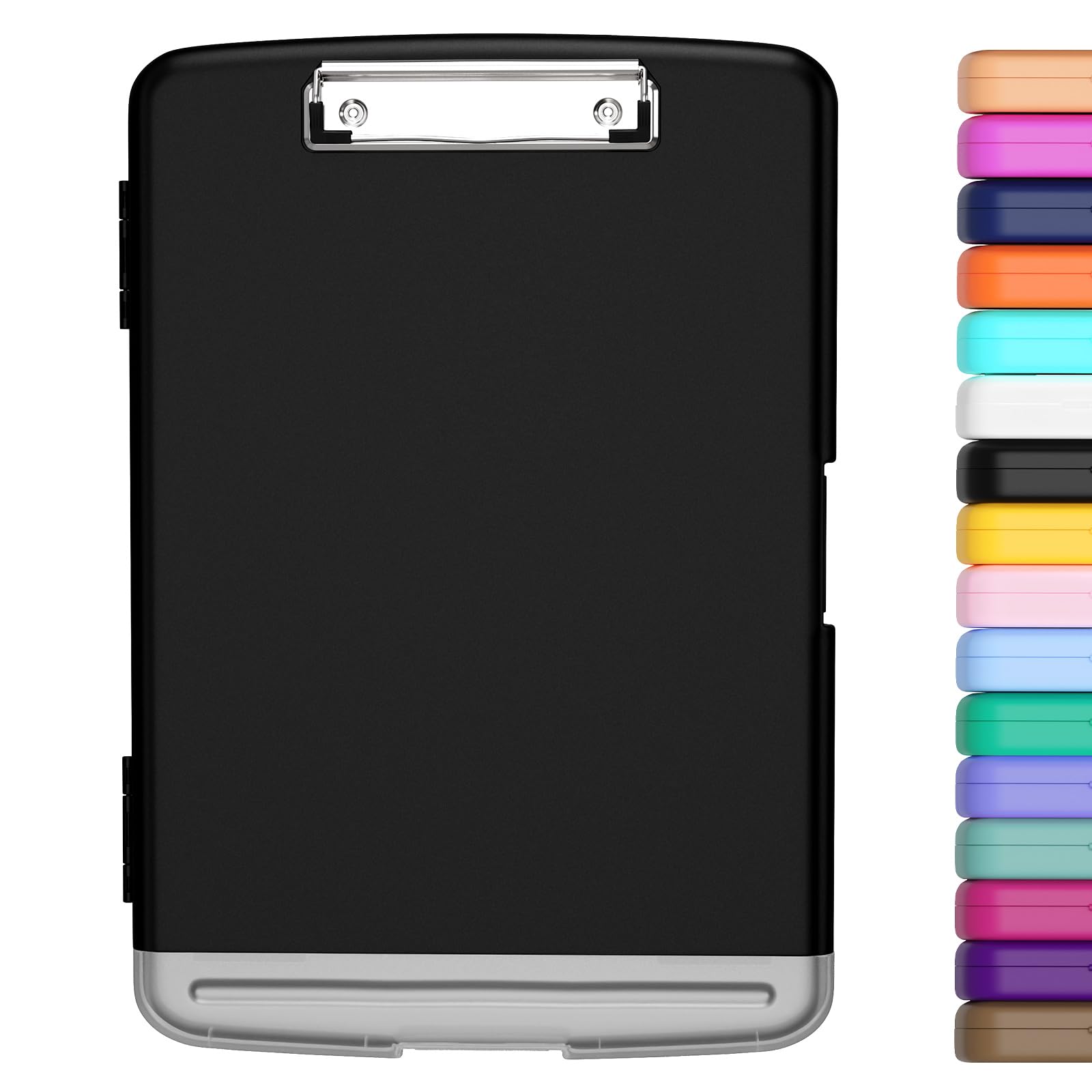 Hongri Clipboard with Storage with Pen Holder, Folder Nursing Clip Board 8.5 x 11 Foilo-Side Opening, High Capacity, Light Weight for Teachers, Classroom. Size 14 x 9.6 x 1.2 in(Black)