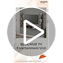 Image of BLUEWUD Estoye Standard Engineering Wood Wall Mount TV Entertainment Unit Set Top Box Stand /TV Cabinet Panel with Shelves for Books & Decor Display Unit, Ideal for 50 inch (Brown Maple)