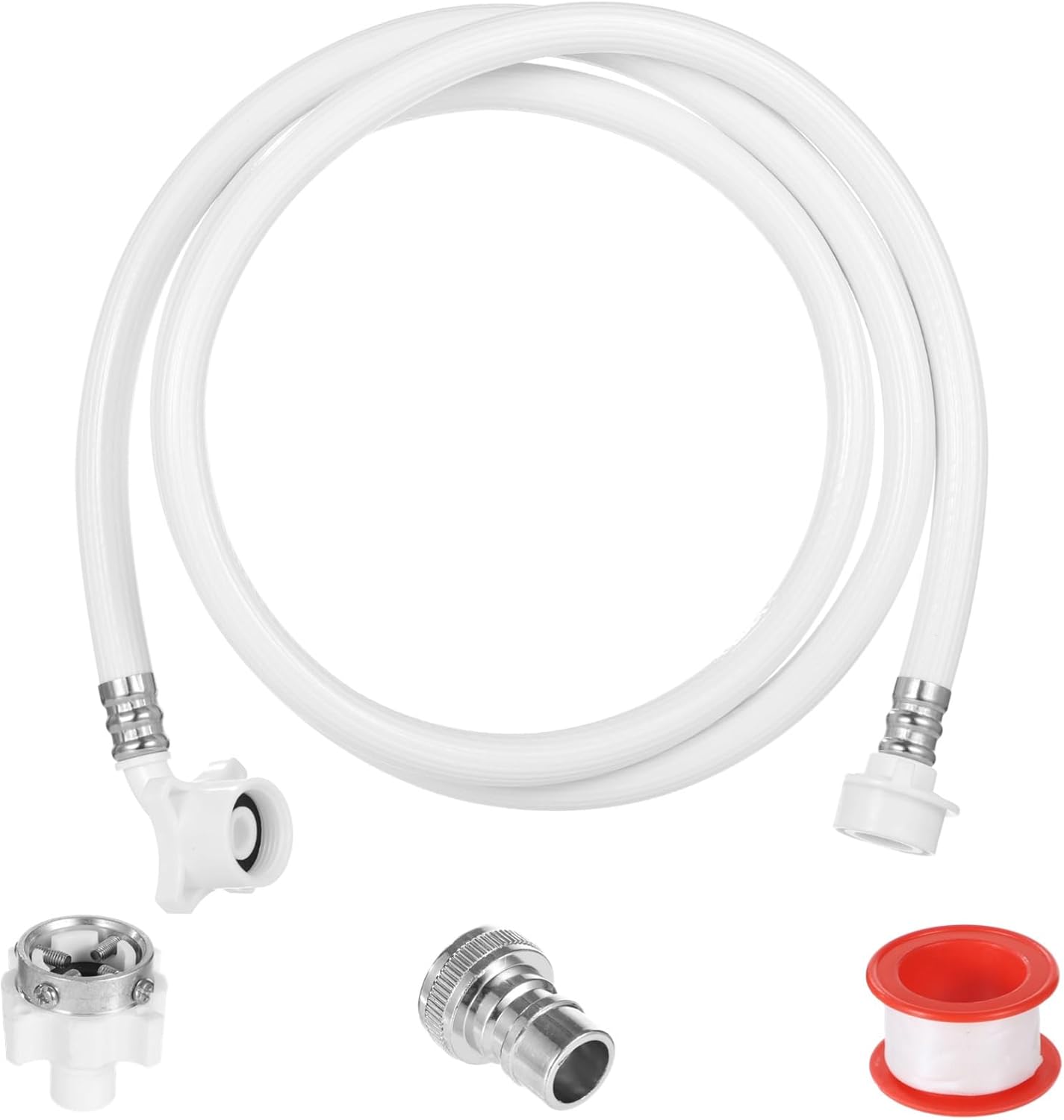 Universal Drain Hose for Portable Washing Machines, Flexible Water Discharge Pipe with Quick Connect Hardware, Replacement Extension Kit, Measures 78.7