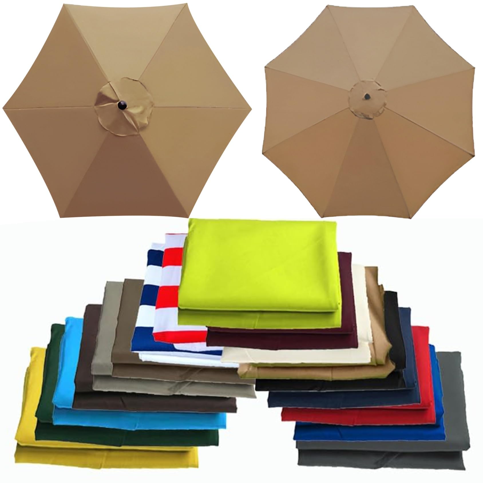 CMJYMX Umbrella Replacement Parasol Cover, Sun Umbrella Replacement Cloth For Patio/beach/backyard/swimming Pool Parasol Fabric Canopy Cover(Khaki,6 RIBS: 250CM/8.2FT)