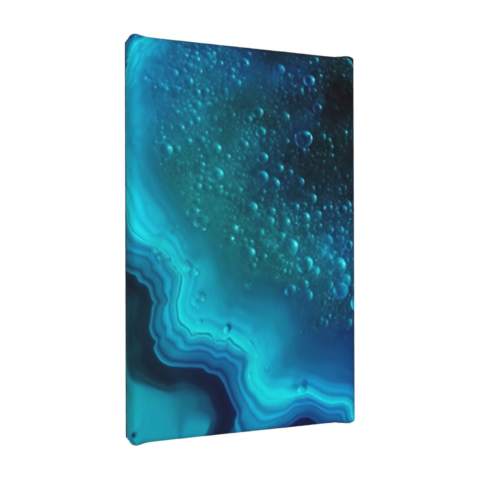 YKLJG Bright Aqua Blue Turquoise Printed Wall Art Canvas Painting 20x30 CM Wooden Framed Picture Painting Artwork Prints for Bedroom Kitchen Home Office Decor