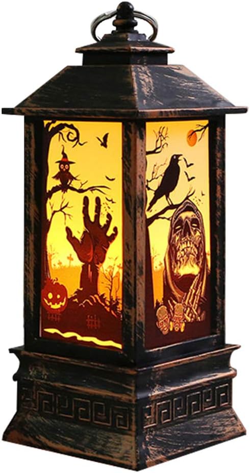 osmanthusFrag LED Lamp Castle Pumpkin Graveyard Spooky Halloween Decorative Light Decor (7#)