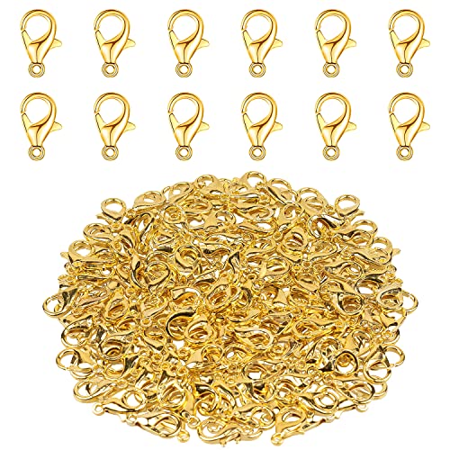 Lobster Clasps, 100Pcs Gold Lobster Claw Clasps for Handmade Necklace, Bracelet Jewelry Making Accessories Fastener Hook(12mmx6mm)