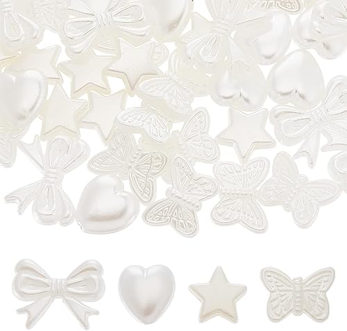 SUNNYCLUE 1 caja, 236 cuentas de lazo de 4 estilos, cuentas de perlas de imitación, cuentas estéticas de mariposa, corazón, estrella, cuentas