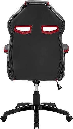 Miniatura 7 de Armen Living Aspect - Silla de juegos de oficina con almohada de apoyo lumbar, giro de 360 de altura ajustable, piel sintética negra y malla roja