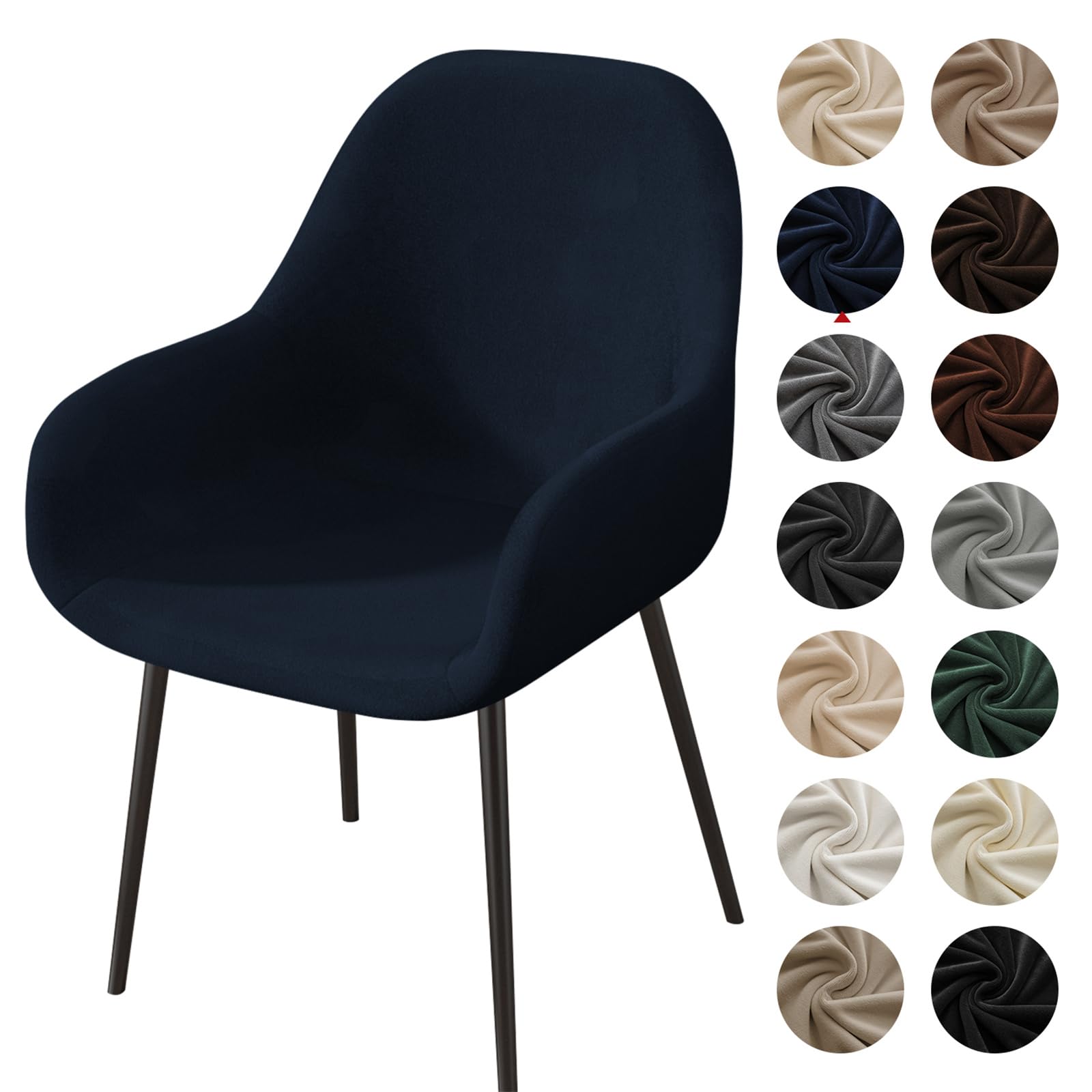 ZHUIYUAN Curved Back Chair Covers Dining Chairs Cover Velvet Soft Stretch Mid Century Modern Accent Chair Slipcover for Kitchen Living Room