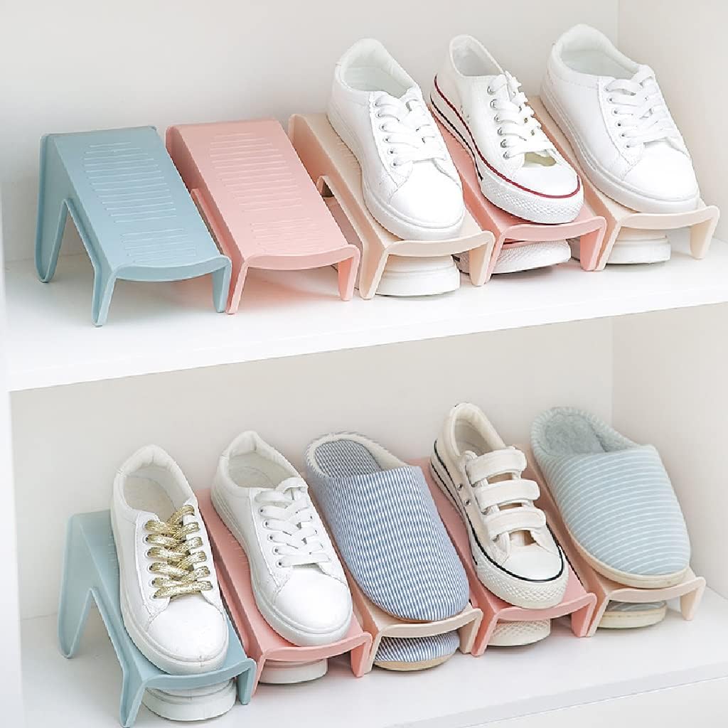 Shoe Stacker 5pcs/8pcs/14pcs Adjustable Storage Shoe Rack Double-Layer Shoe Holder Bedroom Space-Saving Home Dormitory Artifact Storage Shoe Space Saving, Non-Slip (Color : G) (D)