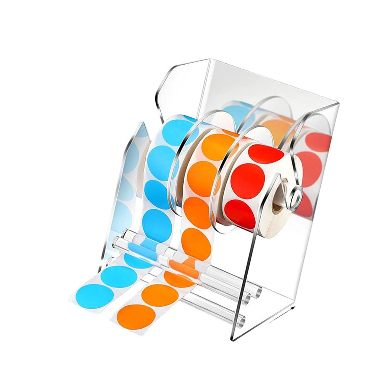 Tsophreniq Multipurpose Sturdy Acrylic Label Dispenser Featuring Three Compartments Designs for Easy Sticker Management Setups Home Sticker Management