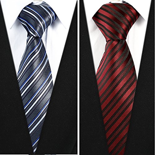 9pcs Mens Ties and 3pcs Tie Clips, Men's Classic Tie Necktie Woven Jacquard Neck Ties (2017-12-08-008)