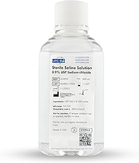 Sterile Saline Solution 0.9% – USP Grade - Multi-Use Wound Wash, Piercing & Tattoo Aftercare – Made in USA - 500 mL