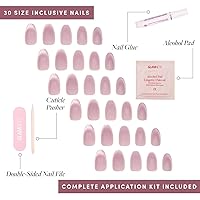Vista 74 de Glamnetic Uñas a presión – Red Affair Uñas cortas de punta francesa con purpurina roja almendra con un acabado brillante 15 tamaños – Kit de 30