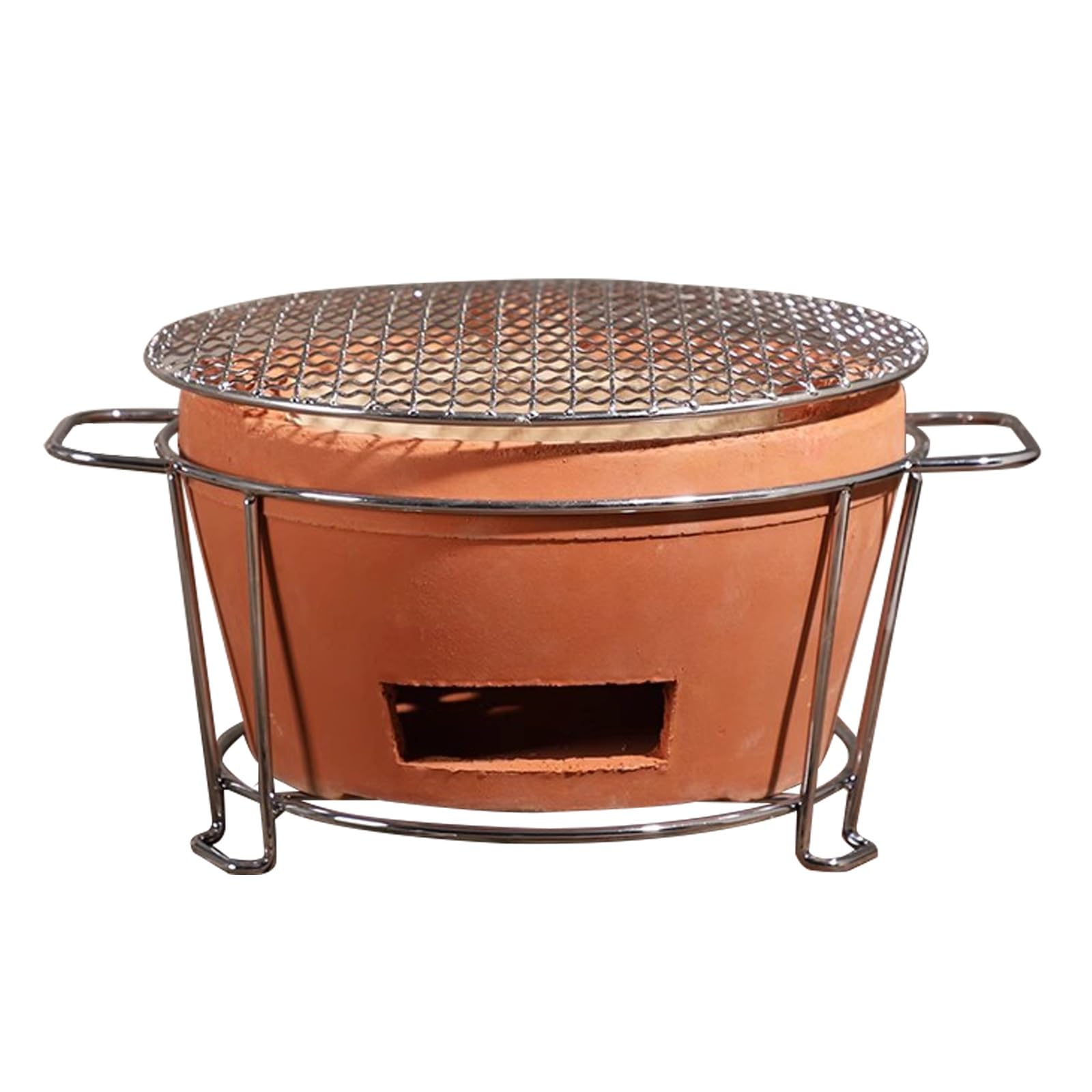 Estufa portátil de carbón de Arcilla roja - Parrilla de sobremesa de 35 cm para Calentar el hogar, Acampar y cocinar - Quemador de carbón Multiusos de cerámica