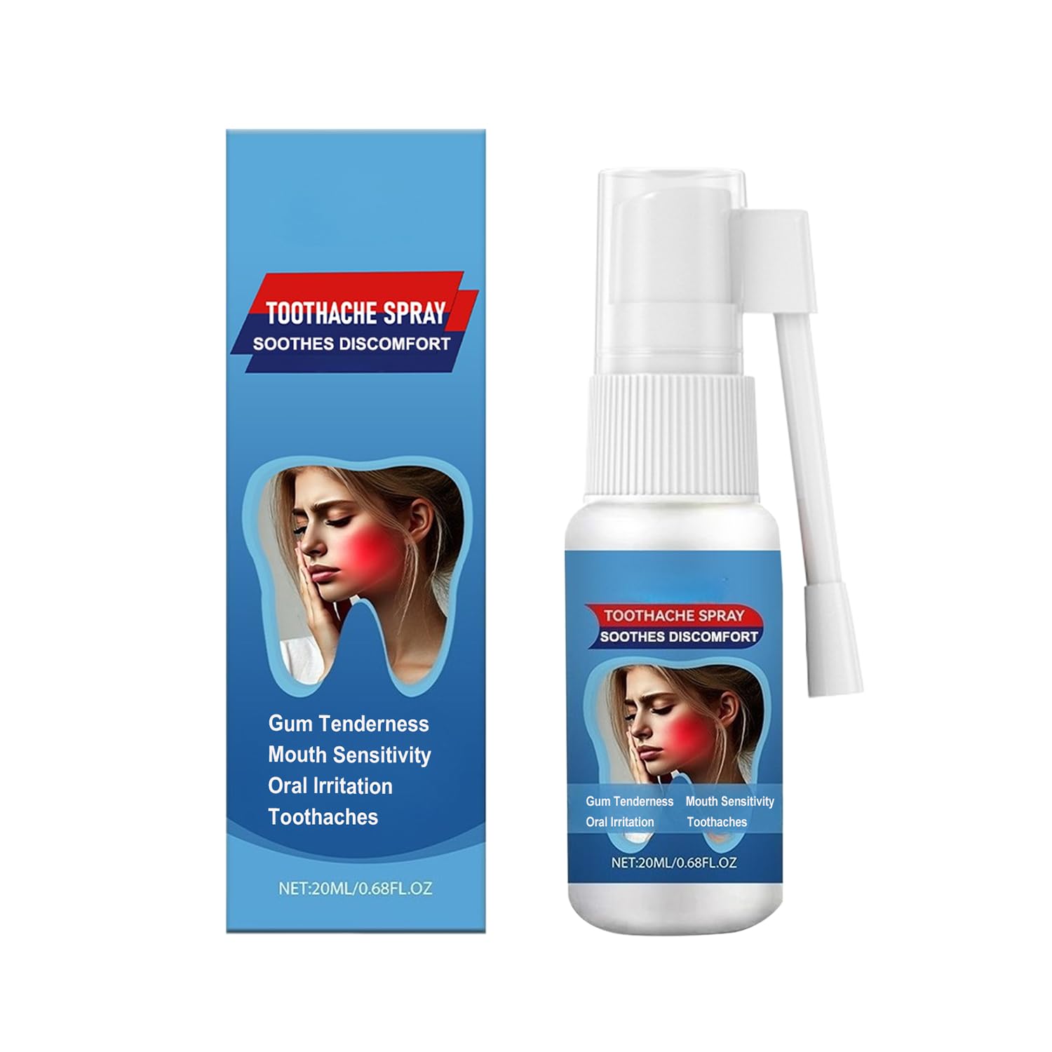 Toothache Relief Spray (0.68FL.OZ) I Mouth Spray Soothes Gum Fast, improves dryness I Gentle Formula, Portable Oral Care for Adults
