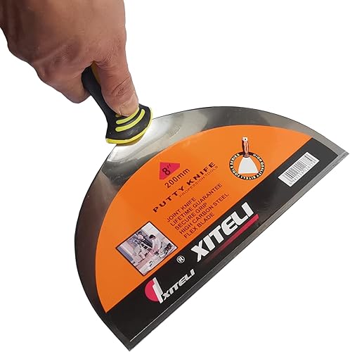 Miniatura 5 de ESreake Paquete de 6 espátulas de masilla de 8 pulgadas con mango ergonómico de plástico para pegar pintura, pared, azulejos, herramientas de metal,