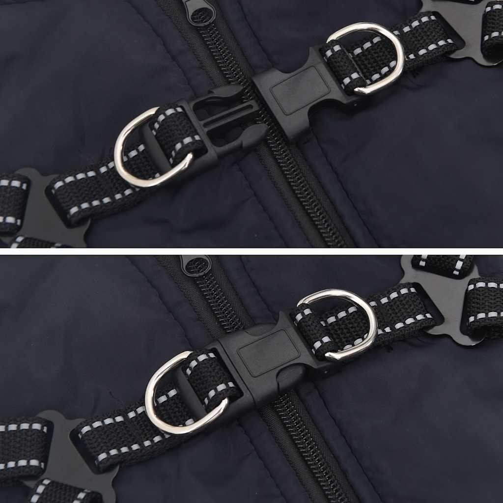 Abrigo para perro arnés impermeable azul marino L32 con arnés ajustable reflectante y forro cálido para invierno al aire libre paseos en lluvia y viento