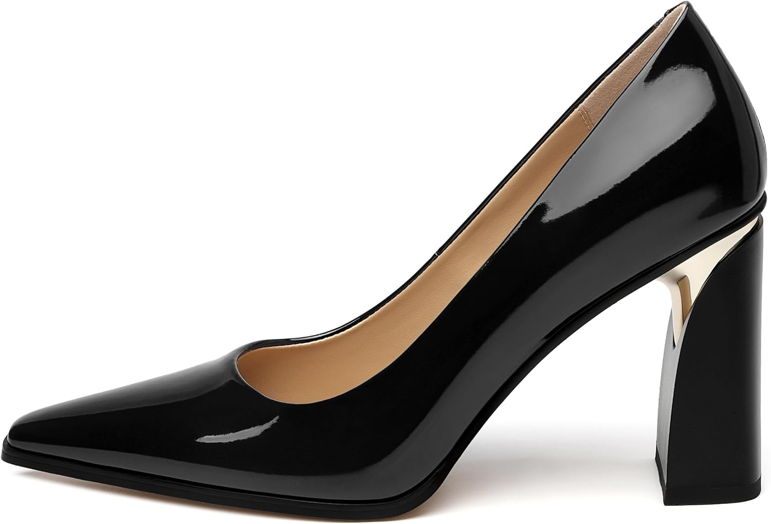 ROSERWISH High Chunky Block Heels for Women, Closed Pointed Toe Slip-On Pumps, Retro Vintage Style, 3.5" Comfortable Dress Shoes for Party, Work, Office, Prom & Wedding - Image 2