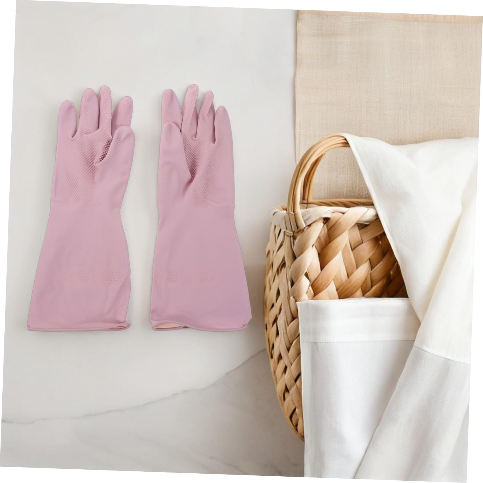 Anneome 4 Par Guantes de Limpieza de Goma Impermeables Reutilizables para Lavavajillas Cocina Guantes de Latex para Mujer para Fregar Platos