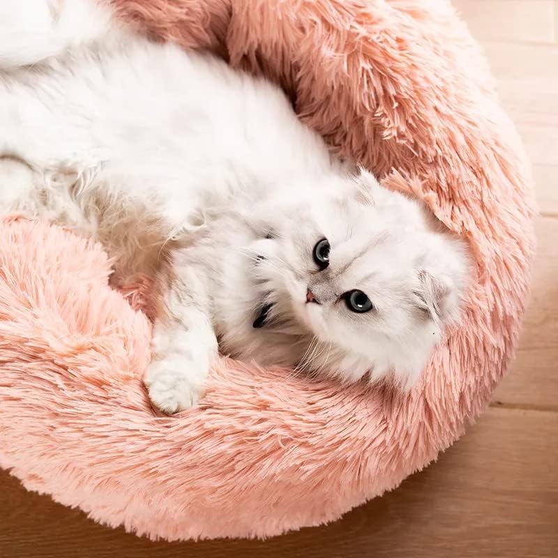 review Cat Beds for Indoor Cats - Cat Bed Washable 20/24 inches, Dog Beds for Small Medium Dogs, Anti Anxiety Round Fluffy Plush Faux Fur Cat Bed,Thick Bottom Keep Pets Off The Cold Tile