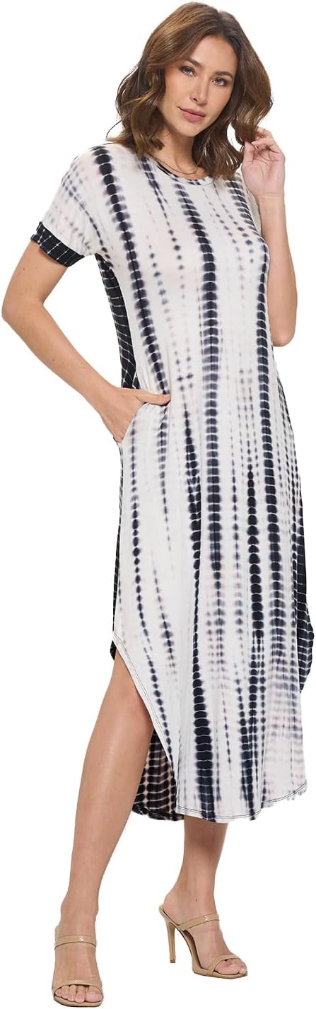 Women's Short Sleeve Maxi T-Shirt Dress, Casual Cute Loose Swing Tunic Dress, Trendy Spring Summer 2024