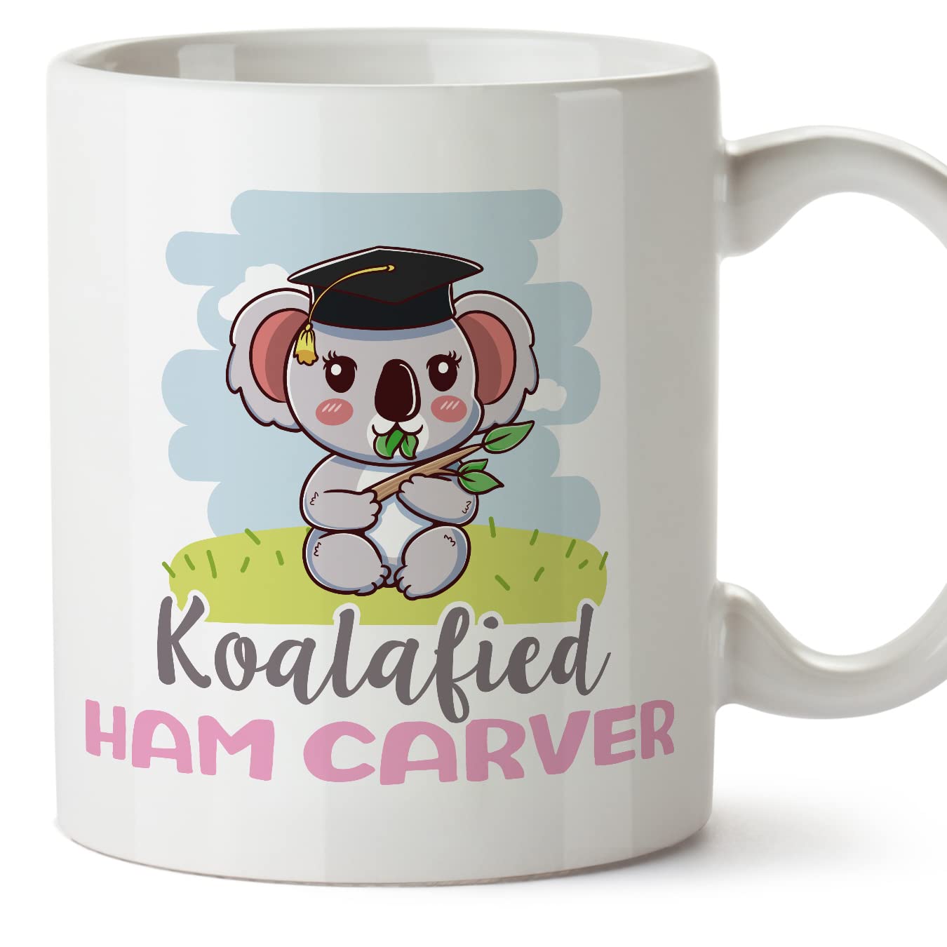 MUGFFINS HAM Carver Woman Mug - in English - Koalafied - Funny Gift for Colleagues - Ceramic 11oz Mug