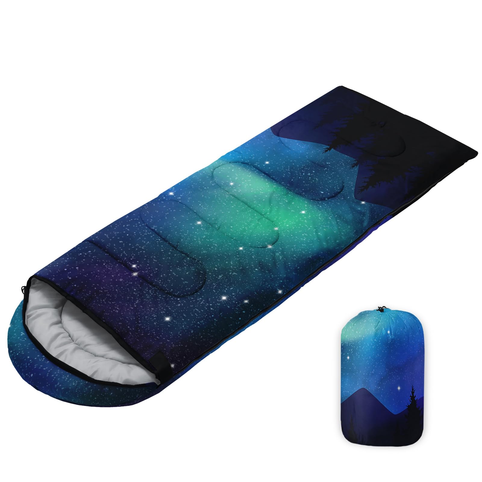 Sleeping Bags for Adults Youth Kids,3D Printing Camping Sleeping Bag for Girls Boys Lightweight Waterproof Cold/Warm Weather Sleeping Bag for 3