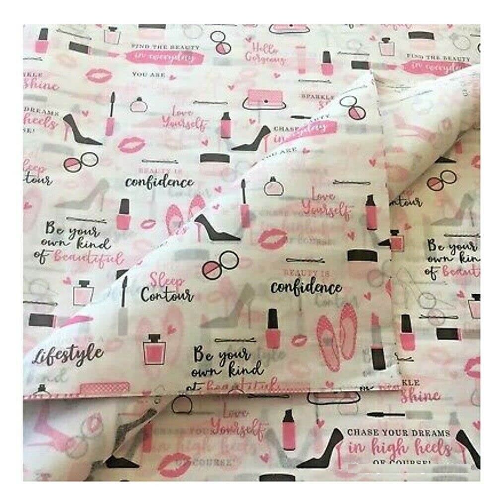 Girls Make up/Bags/Heels/Pink Tissue Paper - Shop Gift Wrap Sheets 35x45cm (200 Sheets)