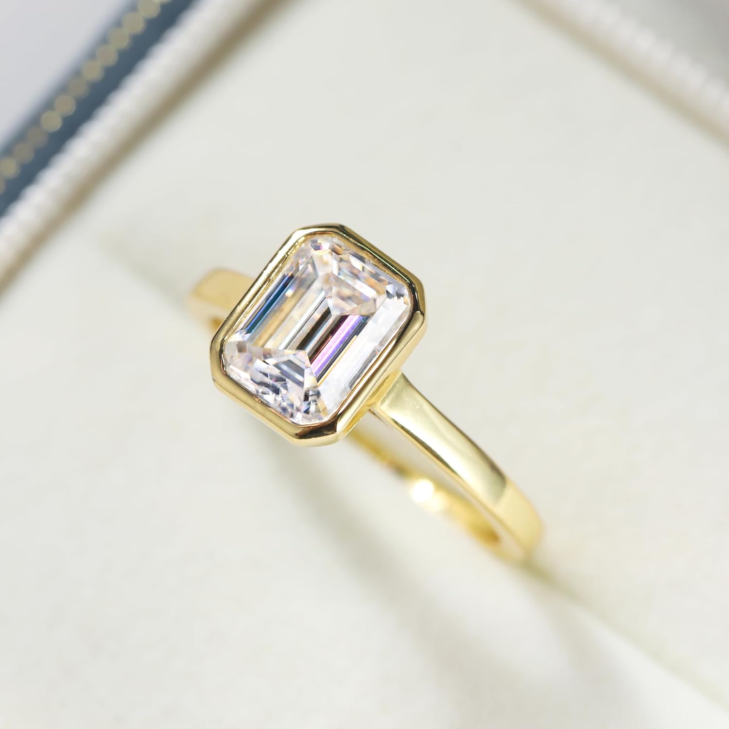 Cubic Zirconia Engagement Ring 925 Sterling Silver Emerald Cut 1CT/2CT/3CT CZ 14k Gold Plated Anniversary Wedding Promise Rings for Women Lover Size 5-9 - Image 7