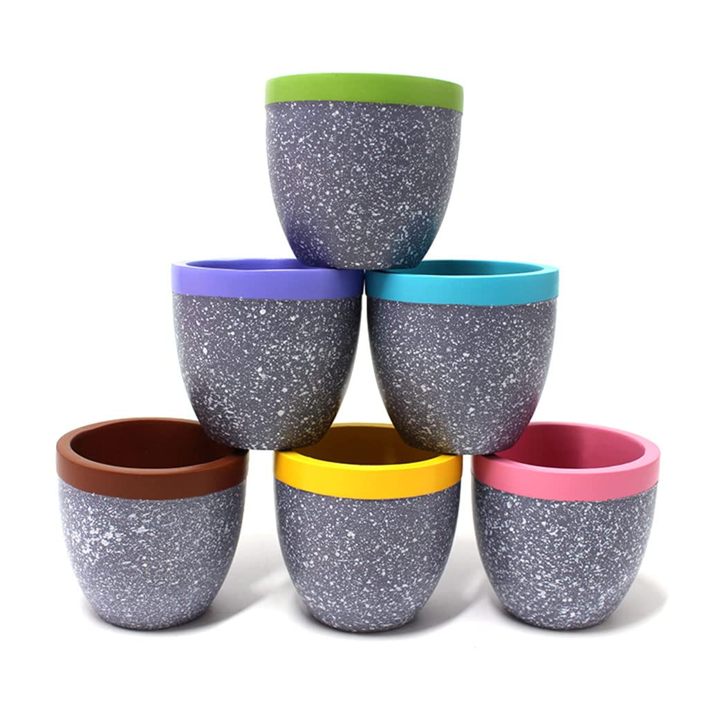 YWLUUOO 6Pcs Novelty Garden Pots Set Fit for Most Flowers Tabletop Pots Indoor Outdoor Planter Supplies Flower Indoor Decorative Small Flower Ceramic with Drainage