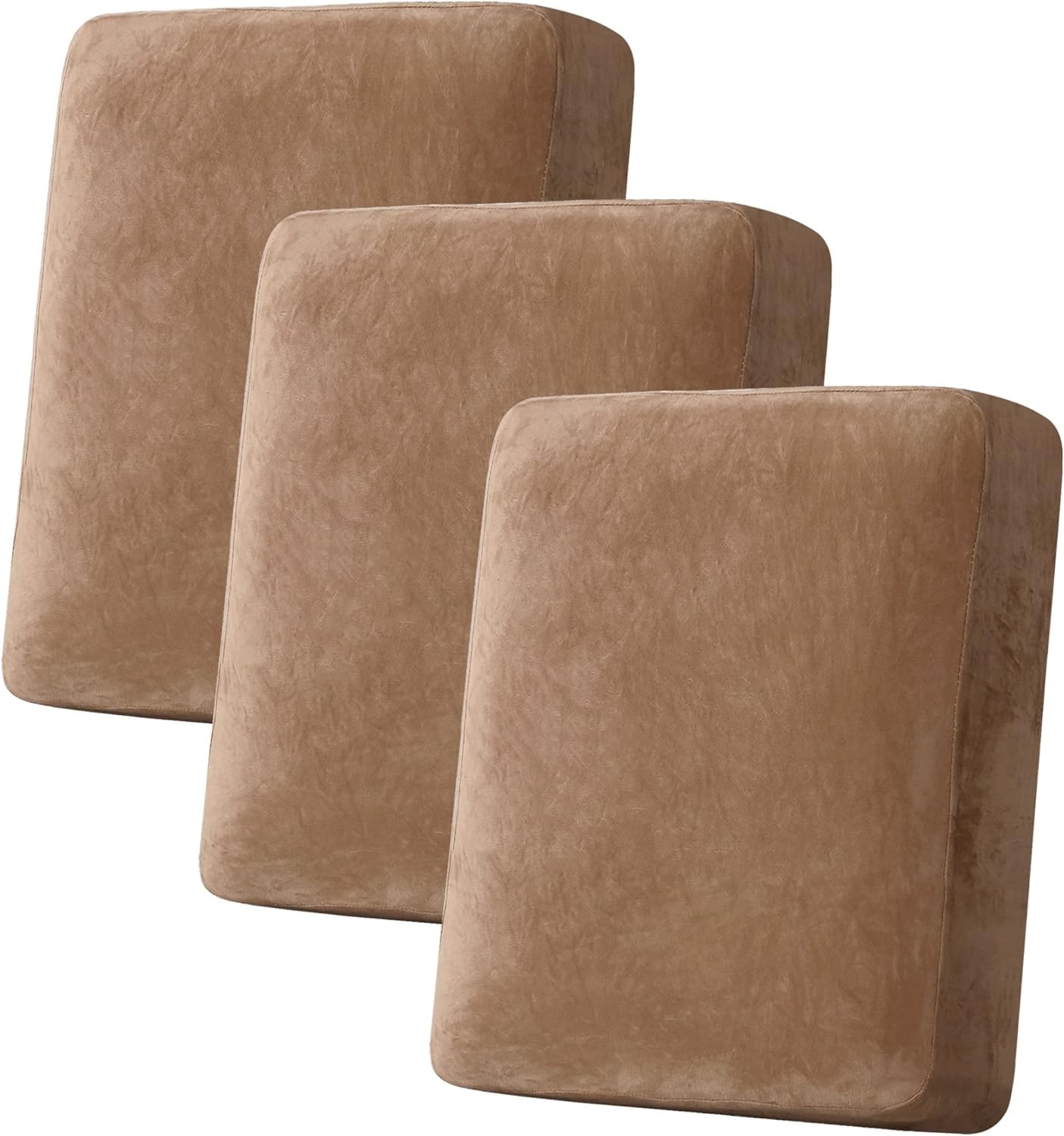 LINGKY Sofa Seat Cushion Cover, Sofa Cushion Slipcovers Stretch Velvet, Universal Non-Slip Couch Cushion Covers Replacement for Individual Furniture Protector (Camel,1 Seater)