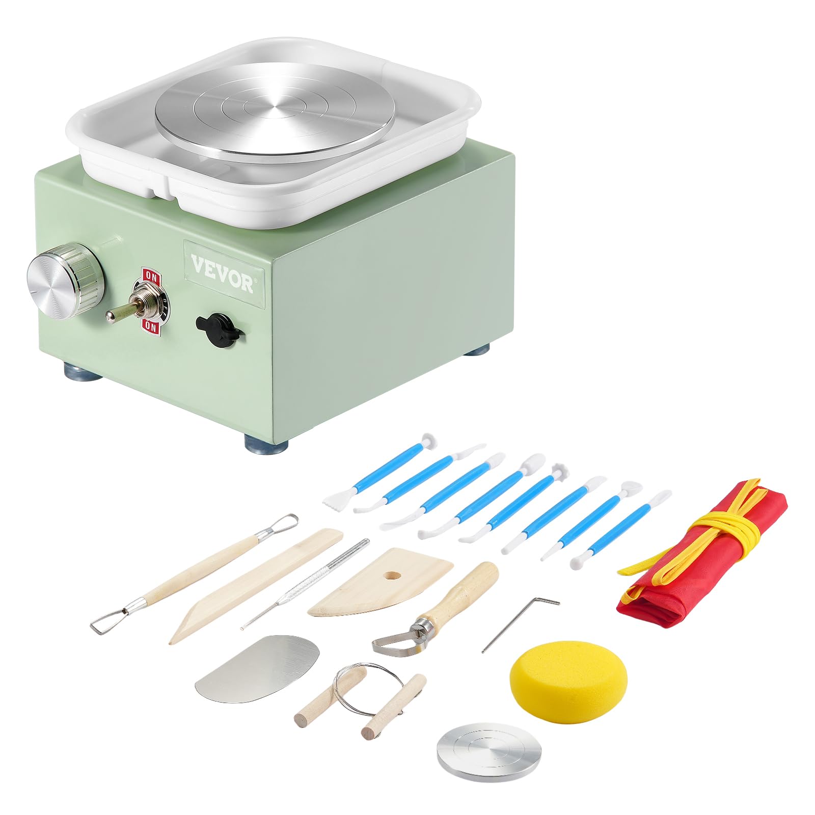 NantFun Mini Pottery Wheel Kit - 0-2000 RPM Speed, 6.5cm & 10cm Turntables, With Clay Tools