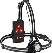 Husgw Lampe de Course à Pied, LED Rechargeable par USB pour Poitrine,Éclairage pour Course avec Bandes Réfléchissantes,Lampe Running pour Jogging, Sports Extérieur