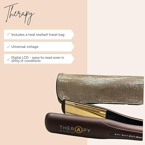 Miniatura 3 de Hierro terapéutico - Placas de cerámica de titanio de 1 14 pulgadas con tecnología infrarroja que repara el cabello (dorado)