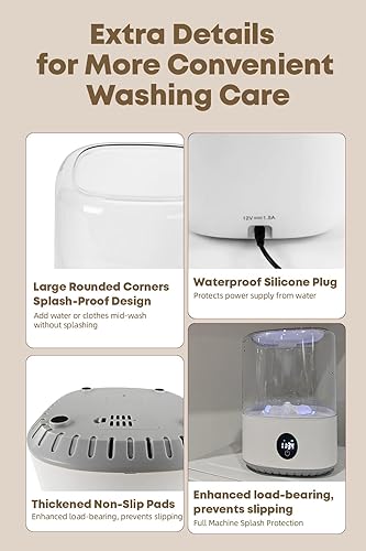 Miniatura 6 de Mini lavadora portátil, 4L de limpieza de lavadora para ropa interior, lavadora compacta enchufable para individuales, apartamentos, caravana,