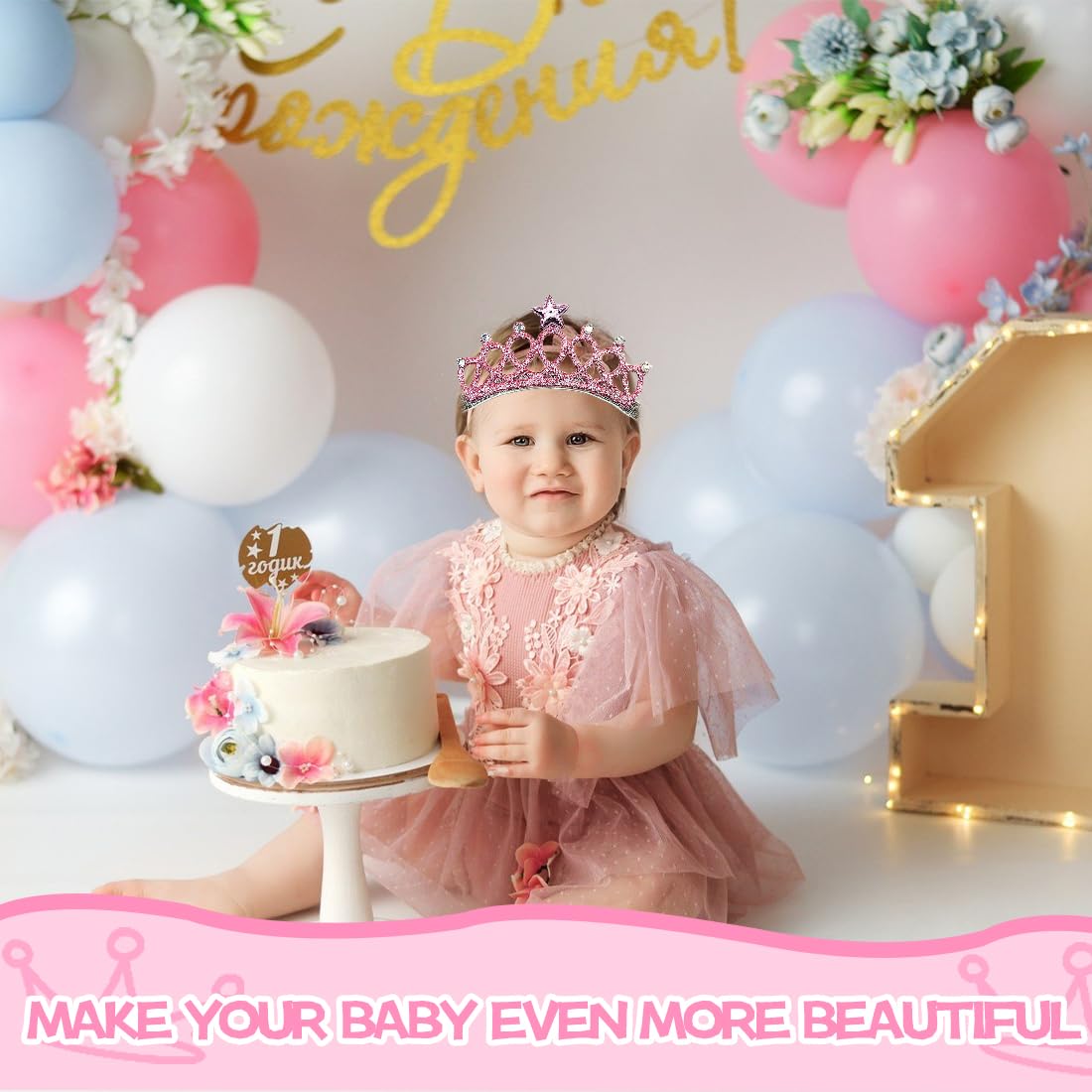 3 Pezzi Fascia Capelli Neonata, Corona Principessa Fascia, Corona Fascia Neonato, Accessori per Bambina, Per Compleanni, Feste, Morbido, Cotone, Elastico, Grazioso(Oro, Argento, Rosa)