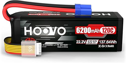 HOOVO 6S LiPo Batería 22.2V 6200mAh 120C con EC5 Plug Softcase RC Batería para RC Coche Camión Barco RC Avión Helicóptero RC Vehículo RC