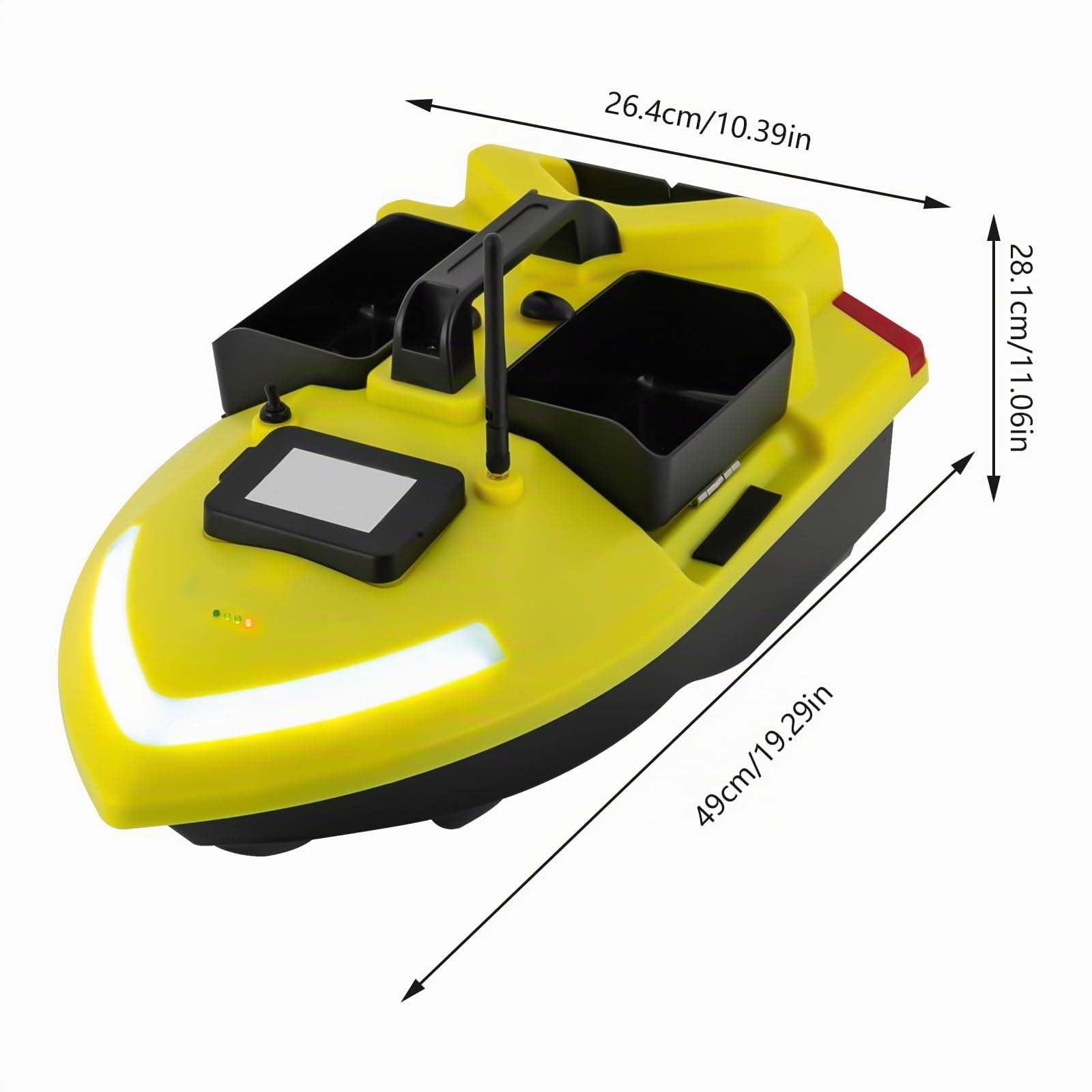 Bateau d'alimentation GPS, 500 m, avec batterie de 12 000 mAh et télécommande, chargeur, 40 points de positionnement, correction automatique du cours, fonction retour automatique