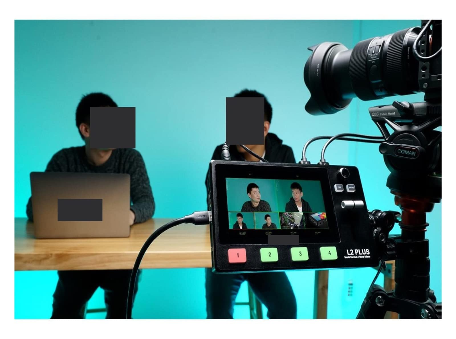 L2 Plus 5.5 "LCD Multi-cámara Video Mixer Switcher con Pantalla táctil PTZ Control Key USB3.0 for transmisión en Vivo para computadora portátil, TV, proyector