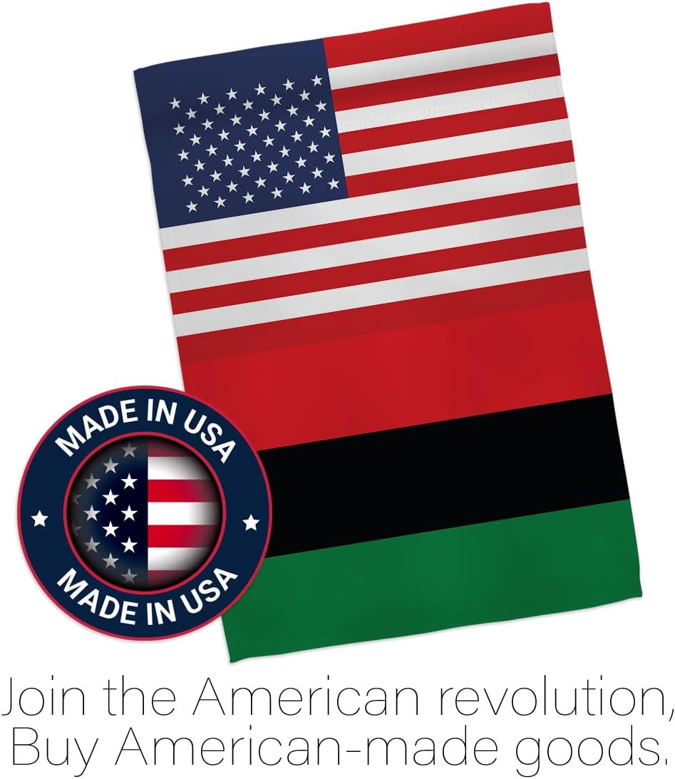 African American US Friendship Garden Flag - Set with Stand Regional Nationality Nation International World Country Particular Area - House Banner Small Yard Gift Double-Sided 13 X 18.5