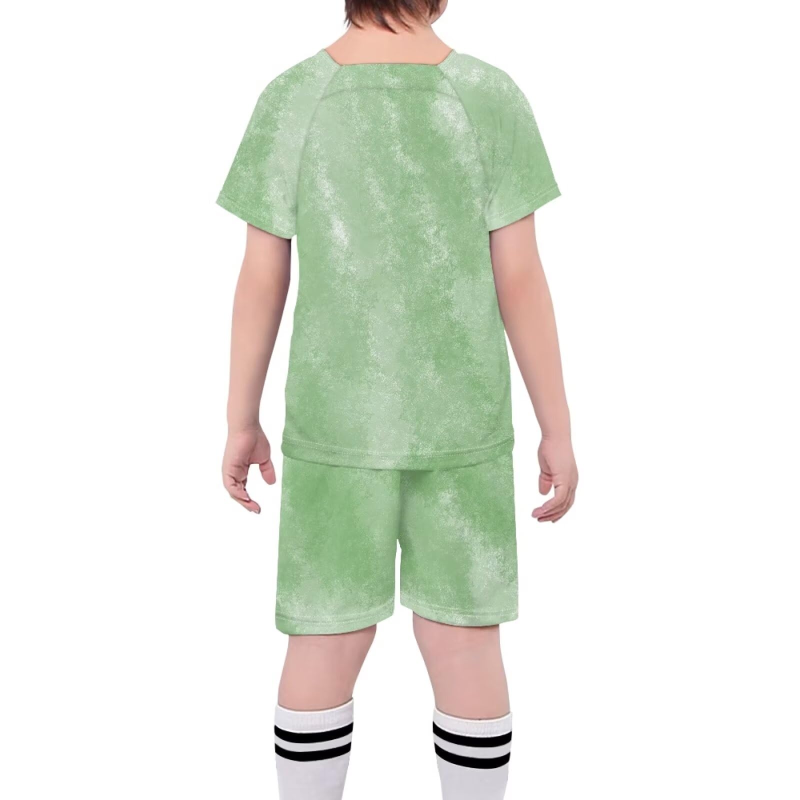 ORGYPET Children's Football Suit Soccer Uniforms 2024 Trendy for Boys Eye-Catching Kids Soccer Uniform Sports Athletics Event Workout Exercise, Green Tie Dye, L