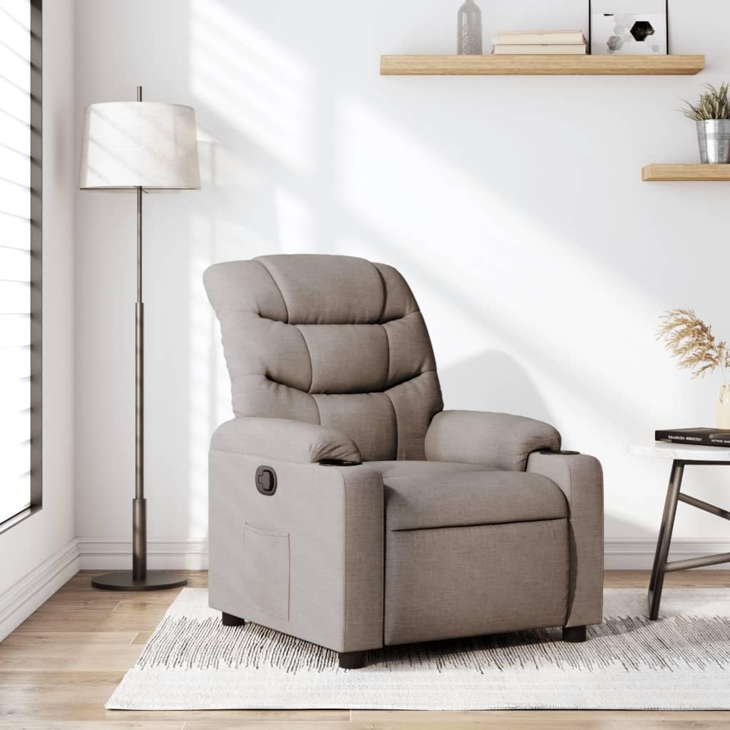 Relaxsessel mit Liegefunktion Stoff Ruhesessel Taupe 110 kg