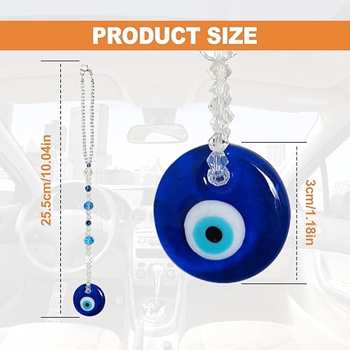 Miniatura 2 de Adorno colgante de auto de mal de ojo, dije de ojo azul malvado para espejo retrovisor de automóvil, adorno turco hecho a mano, amuleto colgante de