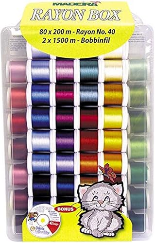 Madeira Rayon 40 Softbox - Juego de hilos de 82 quilates, multicolor