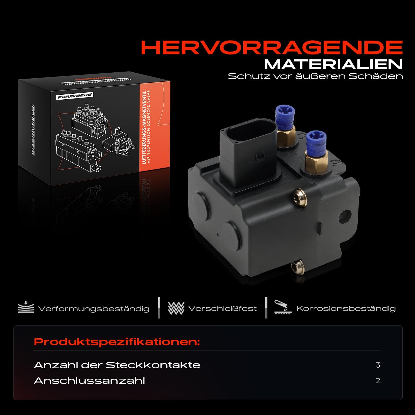 Frankberg Unidad de válvula de suspensión neumática bloque de válvula compatible con X5 2007-2013 X6 2008-2014 Air Suspension Solenoid Valve Replace# 37206789938