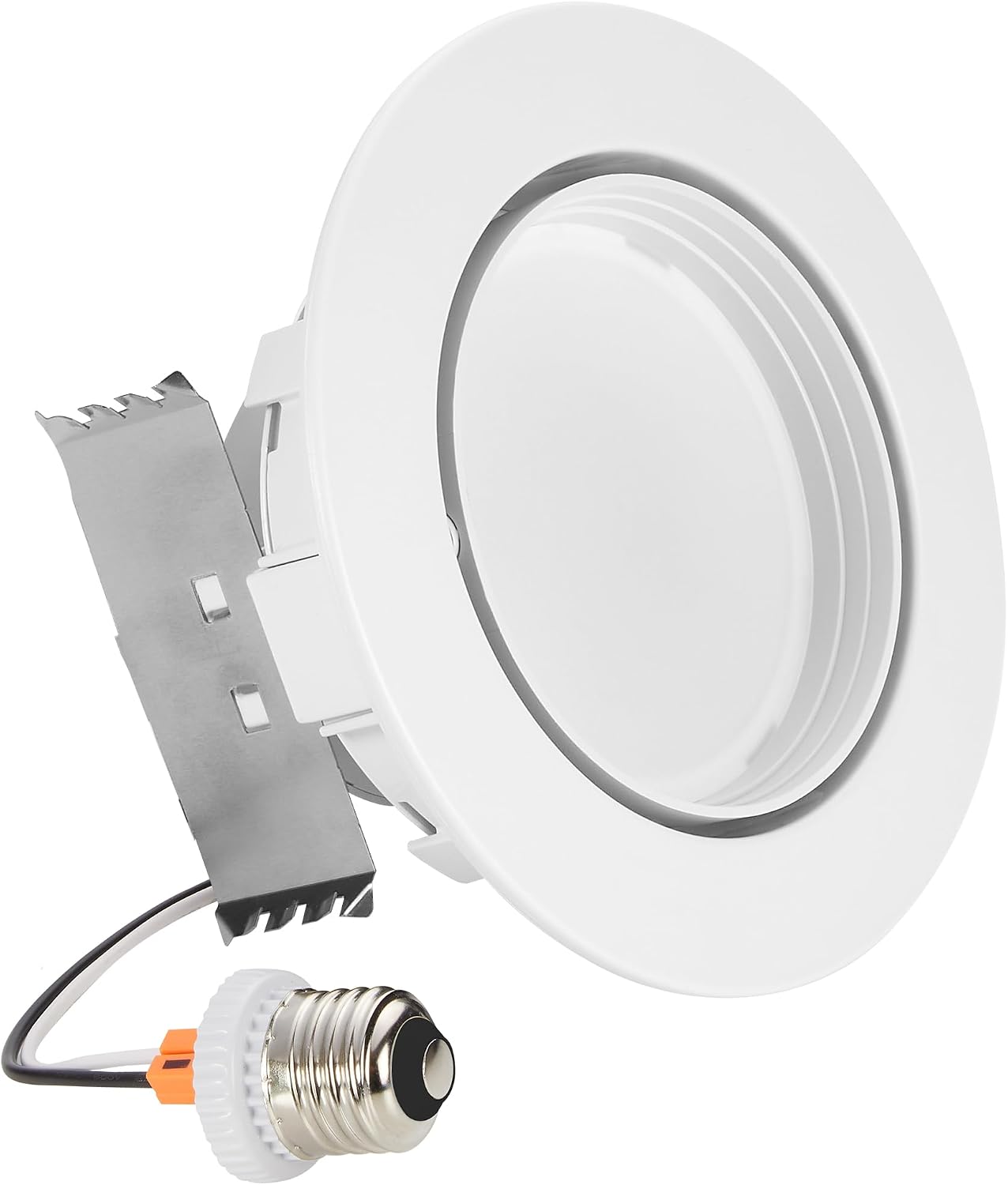 Maxxima 4 in. Rotatable LED Retrofit Downlight Gimbal, 950 Lumens, 10 Watts, 5 CCT 2700K/3000K/3500K/4000K/5000K, Dimmable, Plastic White Trim