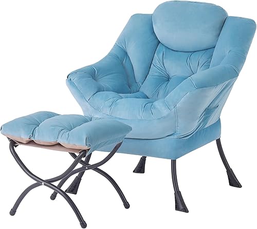 Miniatura 32 de Tiita - Sillón reclinable con otomana, grande, moderno, sofá de ocio, de lectura, con reposapiés, para dormitorio, sala de estar, dormitorios,