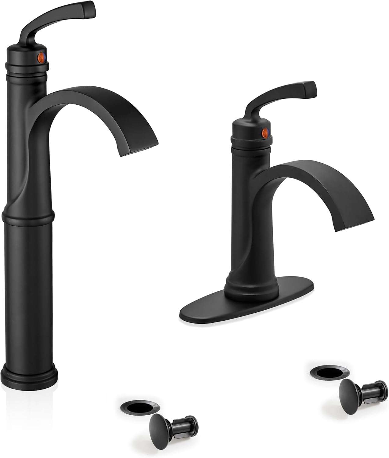 Waterfall Bathroom Faucet Tall Bathroom Faucet Black, Brass Vessel Sink Faucets Bathroom Sink Faucet One Hole Single Handle with Supply Hoses Pop-up Drain
