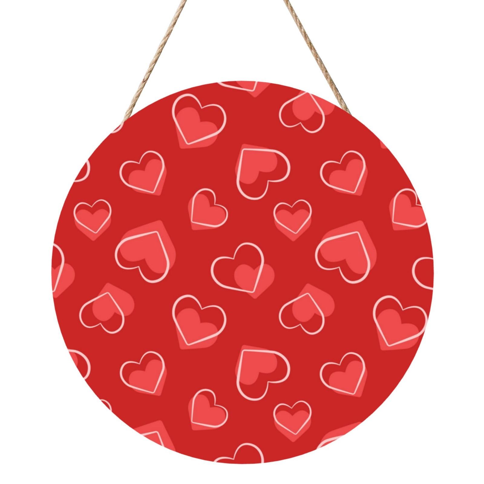 InOmak Valentine's Day Love Heart, Round Wood Panel Painting 12 in, Wall Hanging Painting For Home