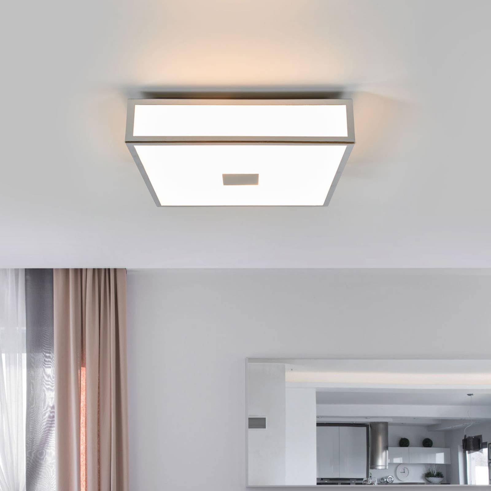 Lindby Plafonnier Salle De Bain Eniola à intensité variable (Moderne) en Argent e. a. pour de bain (à 2 lampes, E27) WC Luminaire Lampe Plafond Eclerage